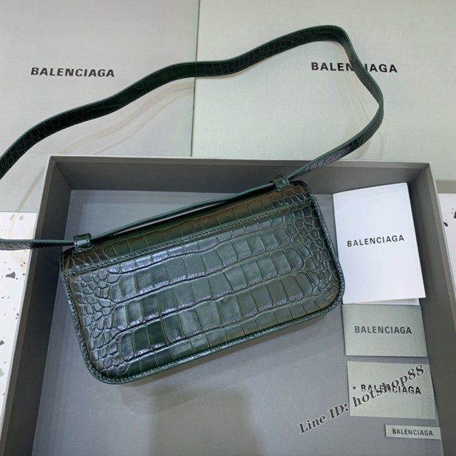 Balenciaga專櫃爆款大號鱷魚墨綠色肩背包 巴黎世家新款Gossip bag斜挎包 fyj1323